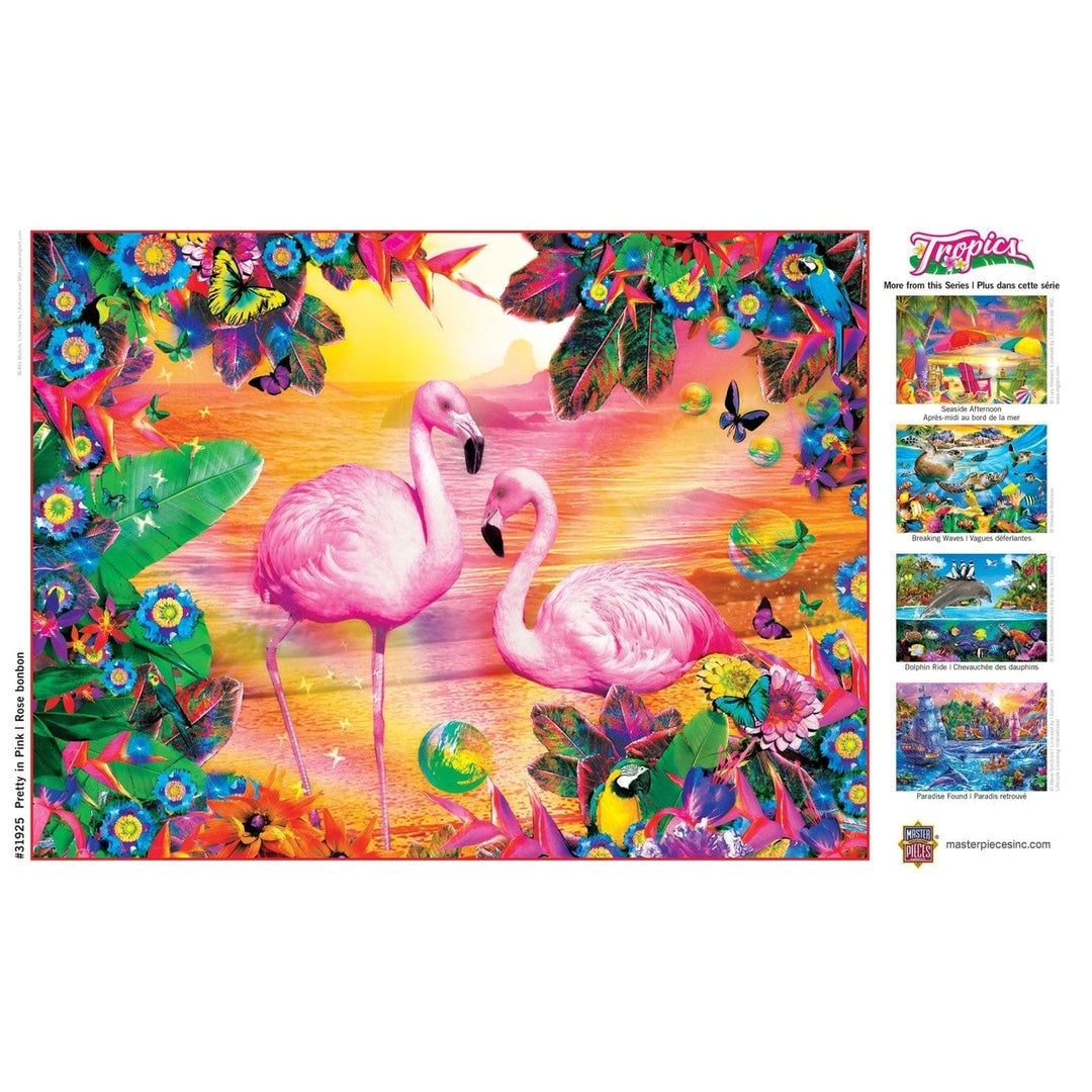 MasterPieces Tropics 300PC EZ Grip Jigsaw Puzzle Pretty in Pink Flamingos 18x24 Image 4