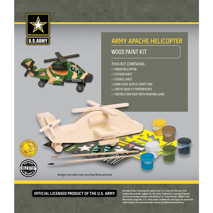 U.S. Army Apache Helicopter Wood Craft Paint Kit for Kids Art Project Image 3