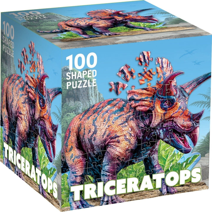 Triceratops 100 Piece Shaped Jigsaw Puzzle Eco-Friendly Recycled Board Image 1