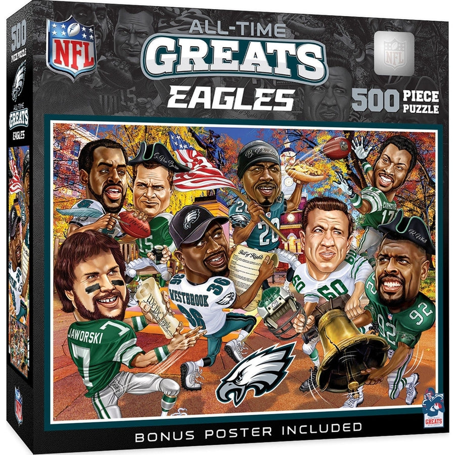 Philadelphia Eagles 500 Piece Jigsaw Puzzle NFL All Time Greats Eco-Friendly Image 1