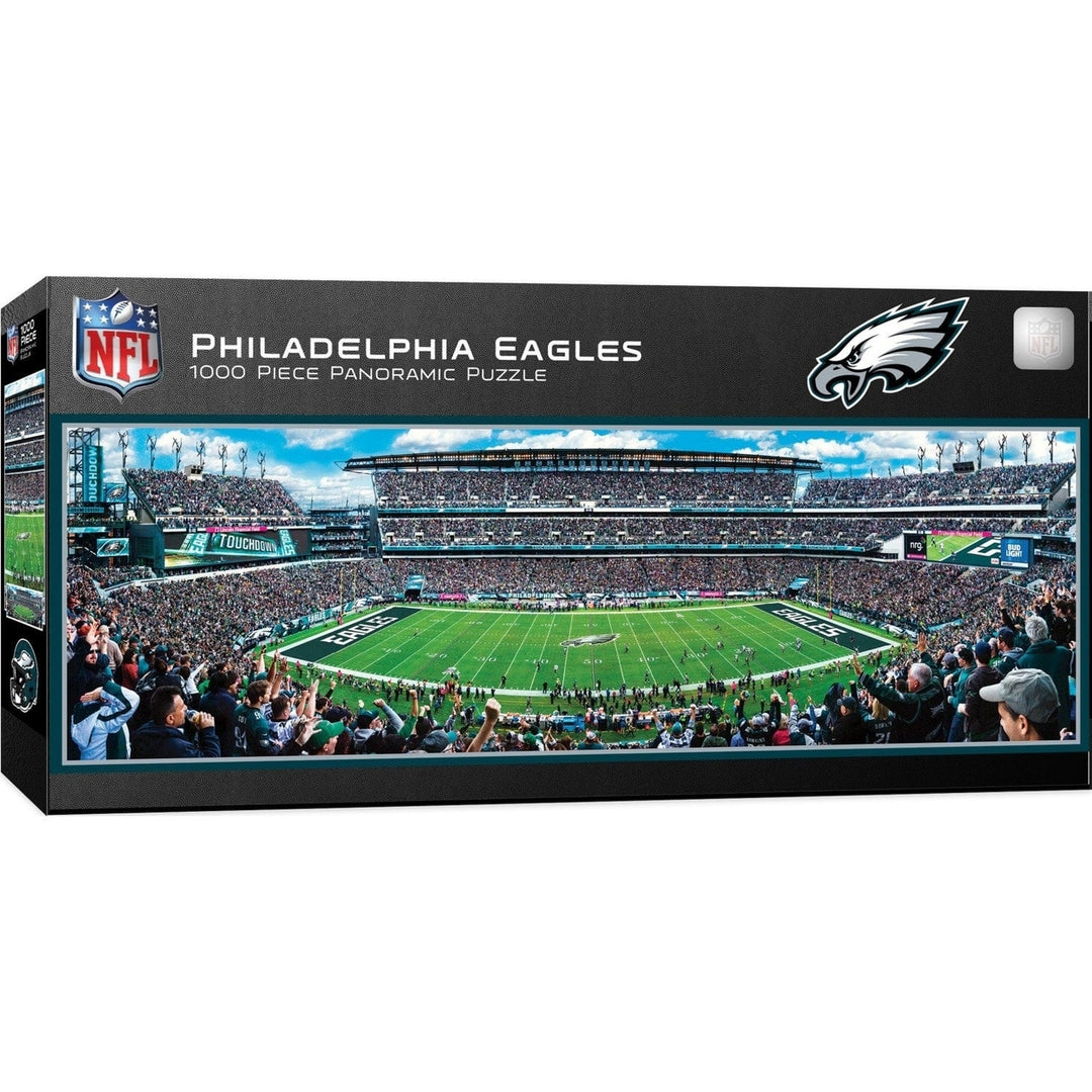 Philadelphia Eagles 1000 Piece Panoramic Jigsaw Puzzle 13x39 NFL Puzzle Art Image 1