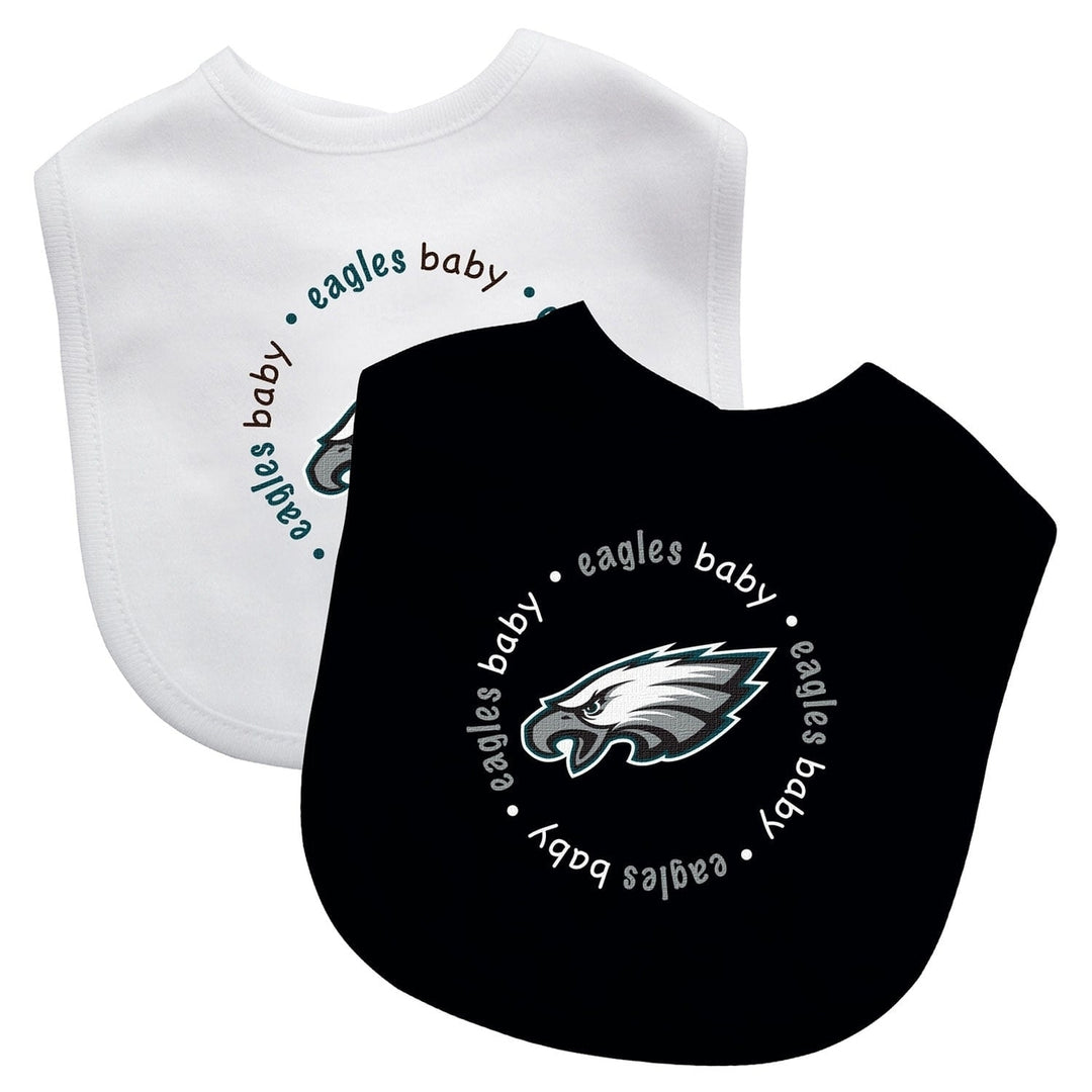 Philadelphia Eagles Baby Bibs 2-Pack Black and White Cotton NFL Unisex Image 1