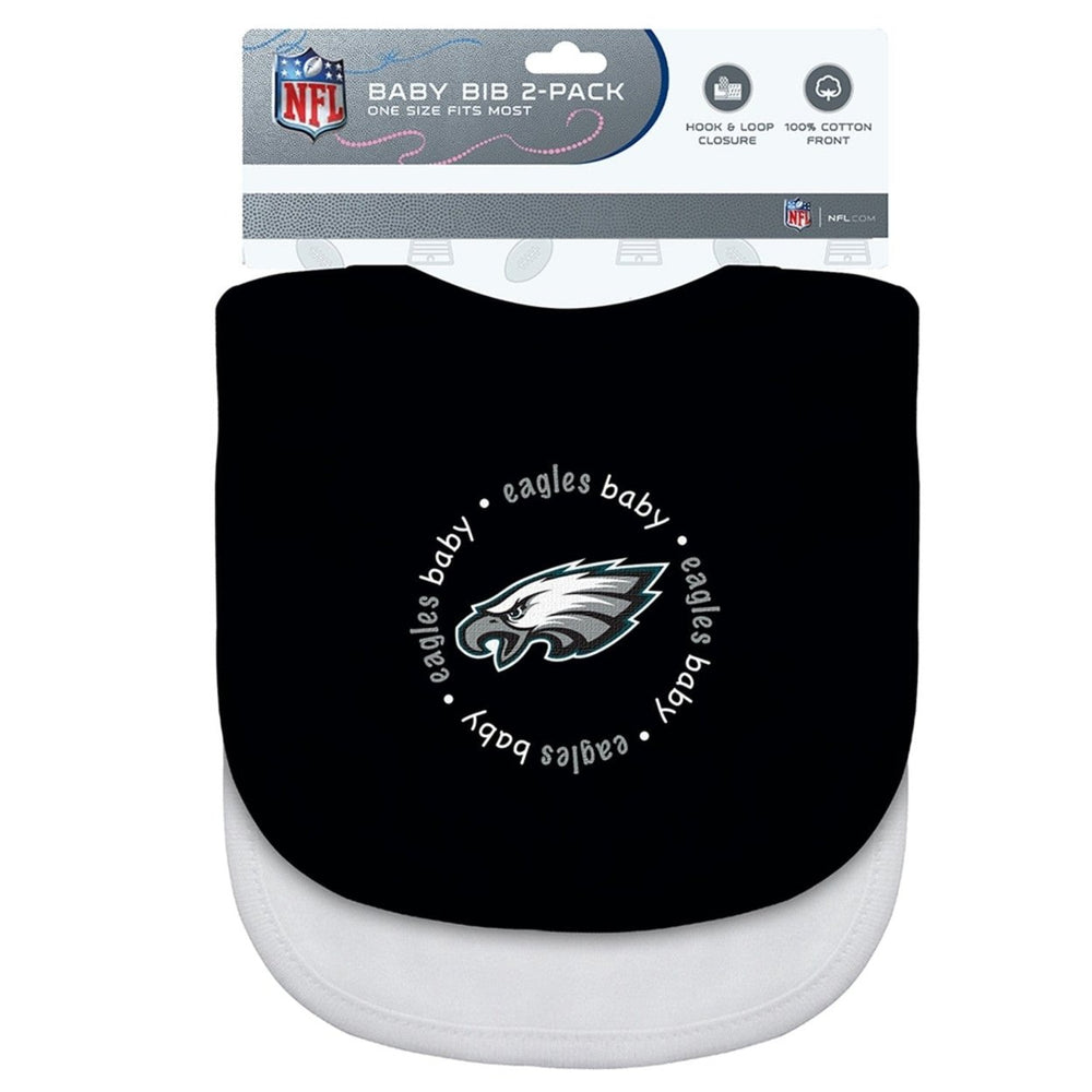 Philadelphia Eagles Baby Bibs 2-Pack Black and White Cotton NFL Unisex Image 2