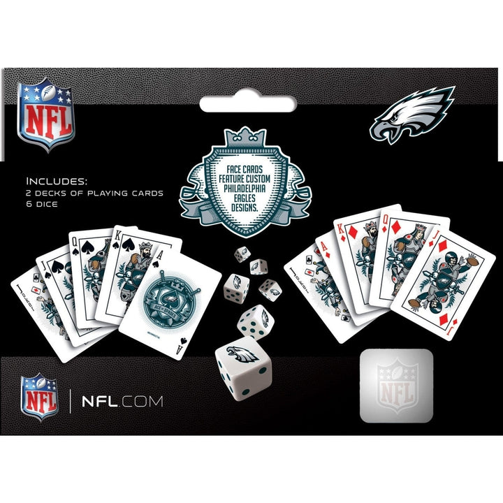 Philadelphia Eagles 2-Pack Playing Cards and Dice Set Casino Style Gaming Image 3