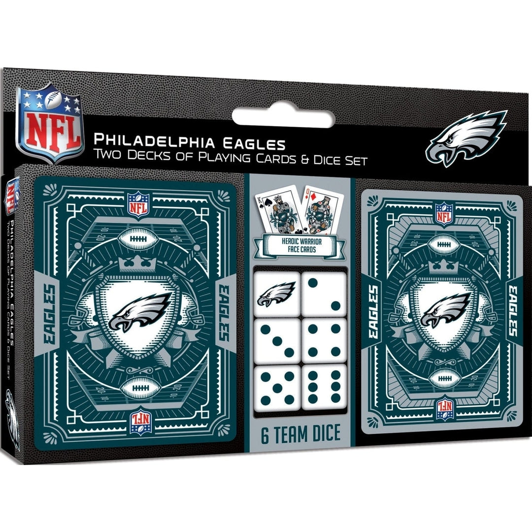 Philadelphia Eagles 2-Pack Playing Cards and Dice Set Casino Style Gaming Image 4