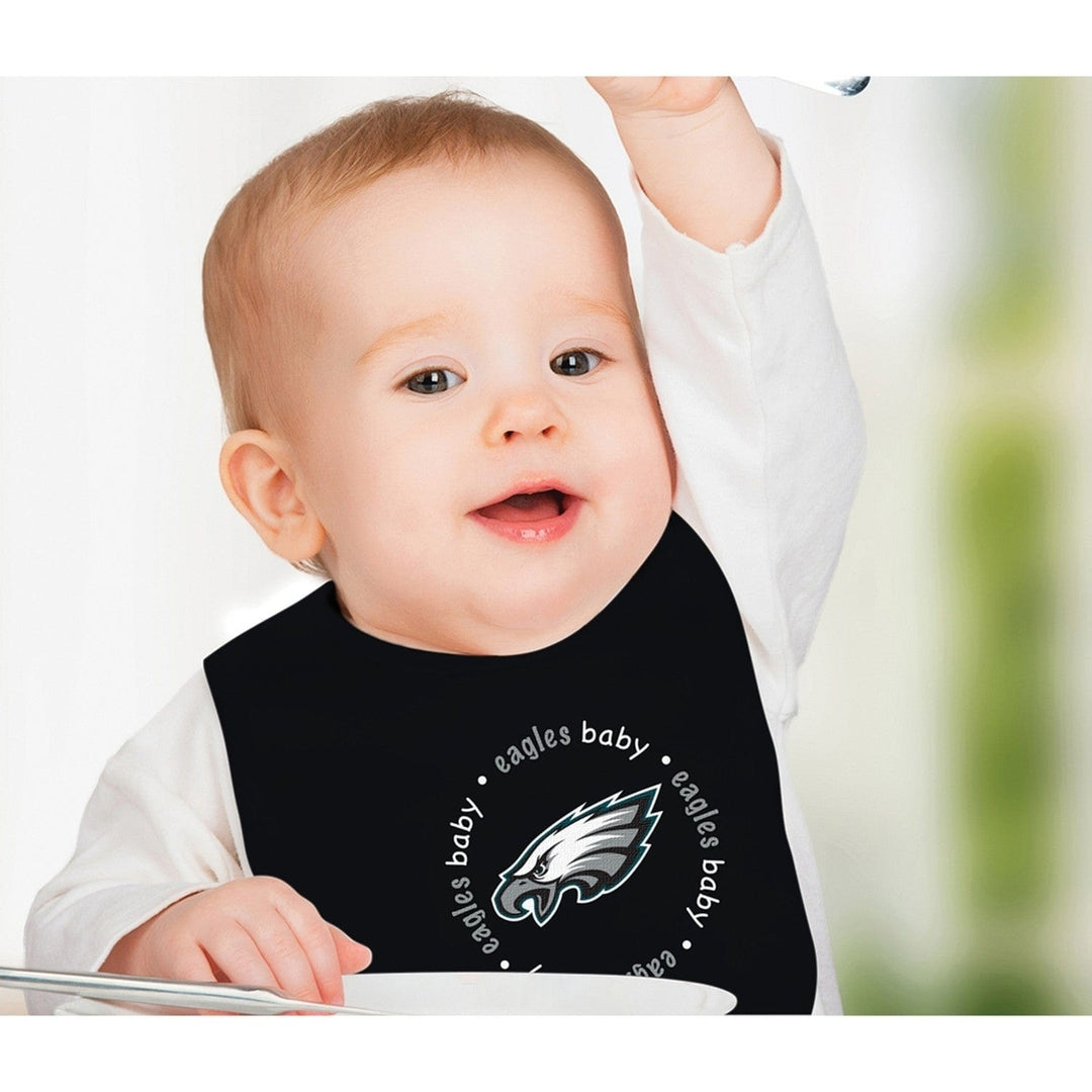 Philadelphia Eagles Baby Bibs 2-Pack Black and White Cotton NFL Unisex Image 4