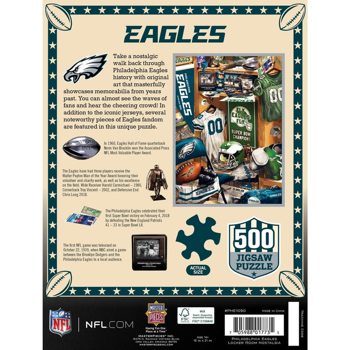 Philadelphia Eagles Locker Room Jigsaw Puzzle 500 Pieces Eco-Friendly Material Image 3