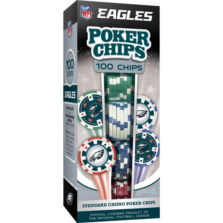 Philadelphia Eagles 100 Piece Poker Chips Casino Style Heavy 11.5g Set Image 1