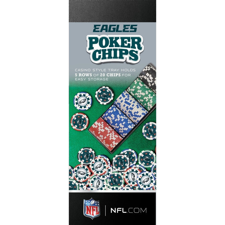 Philadelphia Eagles 100 Piece Poker Chips Casino Style Heavy 11.5g Set Image 2