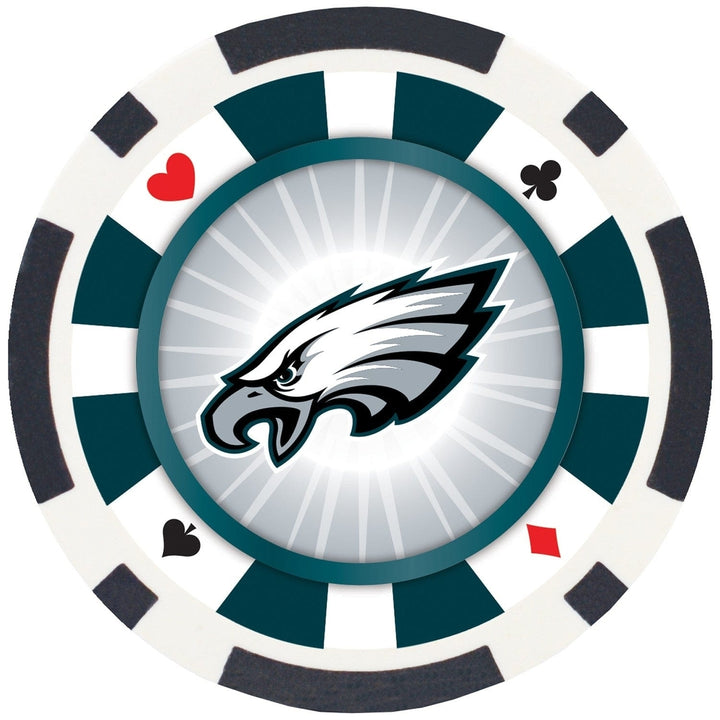 Philadelphia Eagles 100 Piece Poker Chips Casino Style Heavy 11.5g Set Image 3