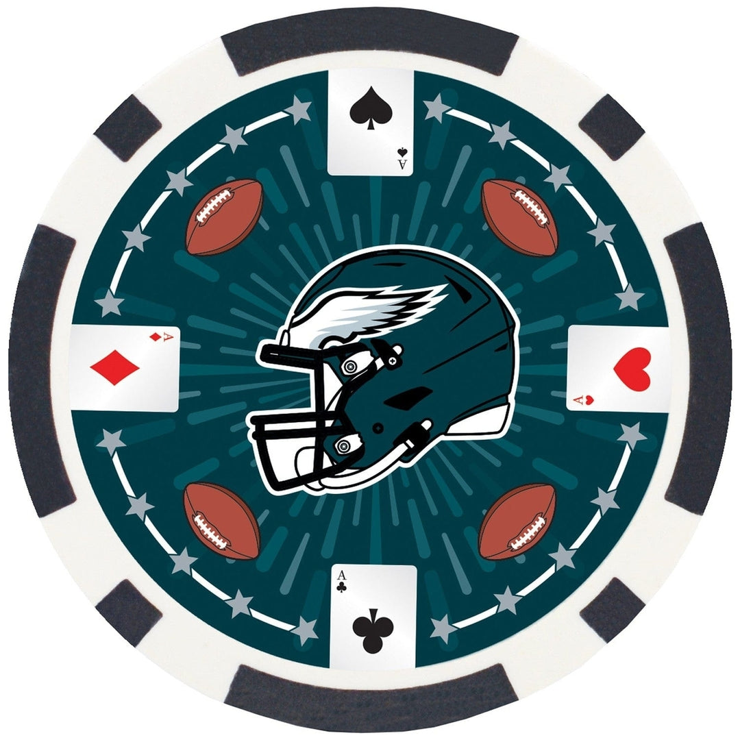 Philadelphia Eagles 100 Piece Poker Chips Casino Style Heavy 11.5g Set Image 4