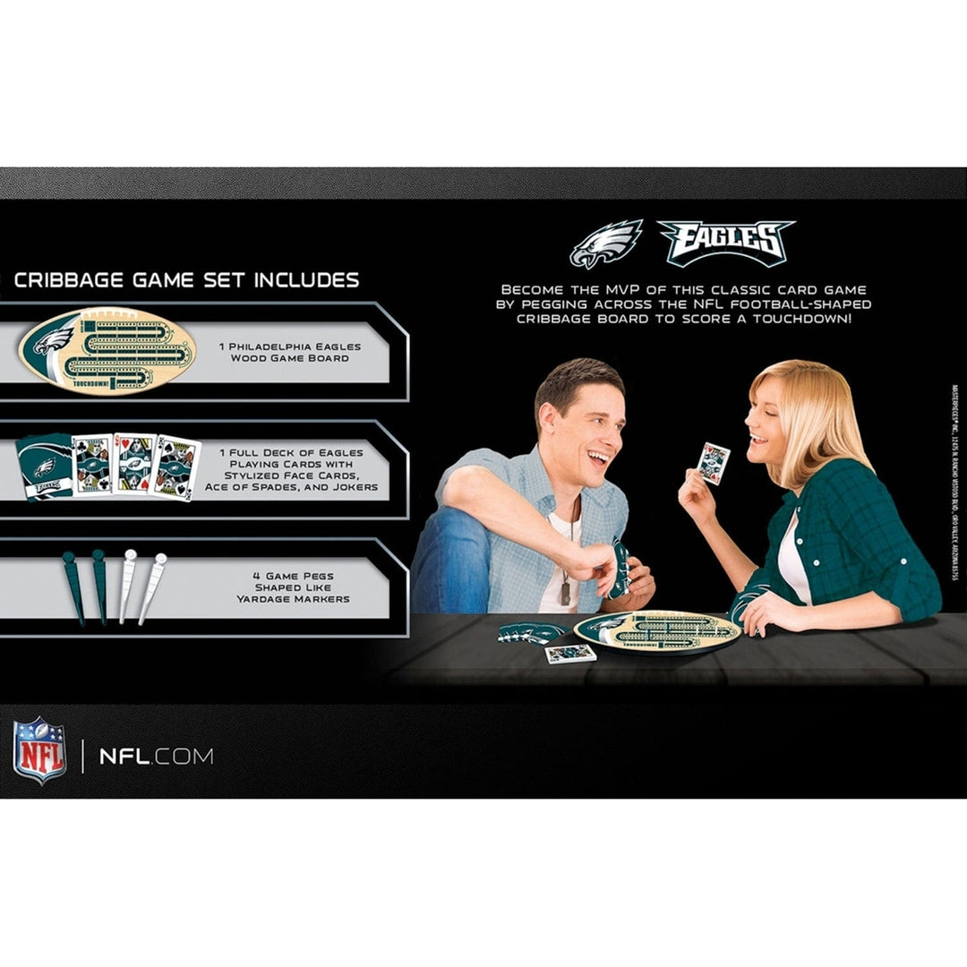 Philadelphia Eagles Cribbage Game Set Wood Football Board with Team Logos Image 3