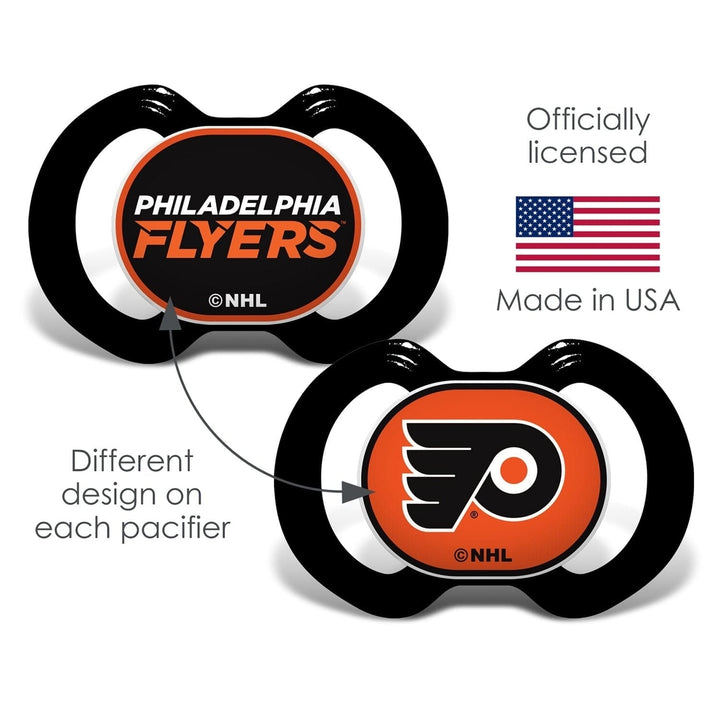 Philadelphia Flyers Pacifiers 2-Pack Orthodontic Silicone BPA-Free Infant 3+ Mth Image 4