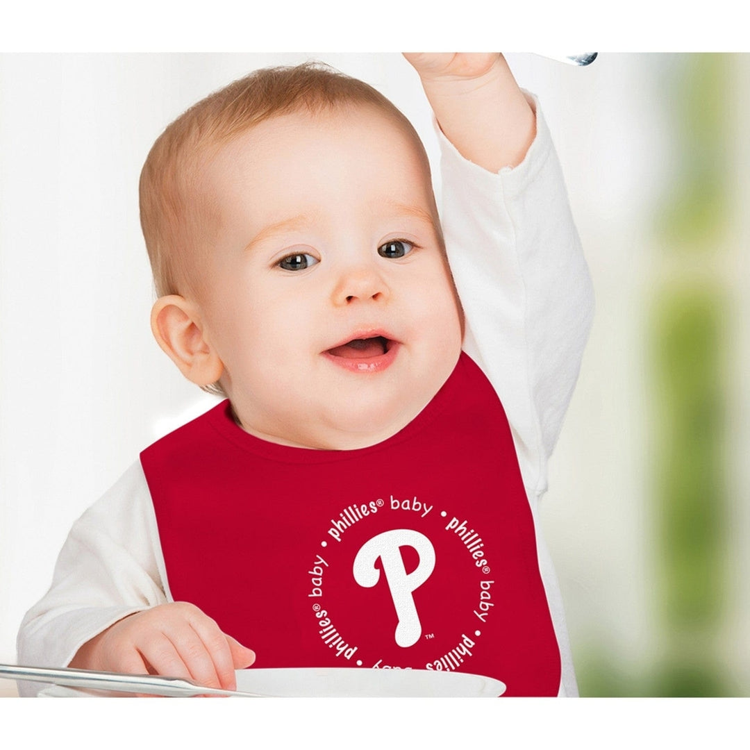 Philadelphia Phillies Baby Bibs 2-Pack Red White Cotton Machine Washable Image 4