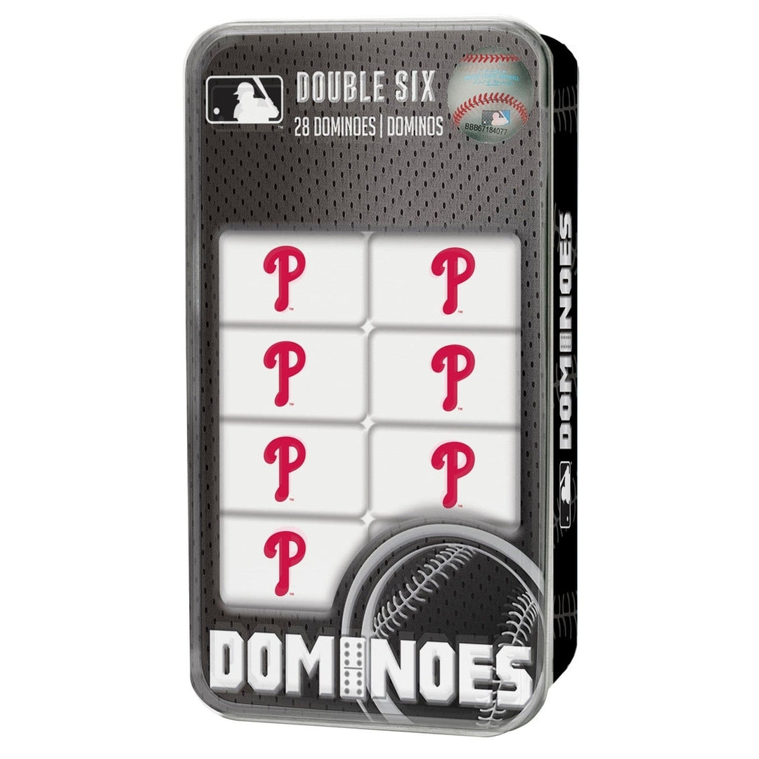 Philadelphia Phillies Dominoes Set Collectible Tin 28 Resin Double-Sixes Image 1