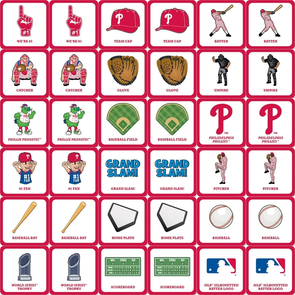 Philadelphia Phillies Matching Game MLB Memory Card Game Family Fun 18 Pairs Image 2