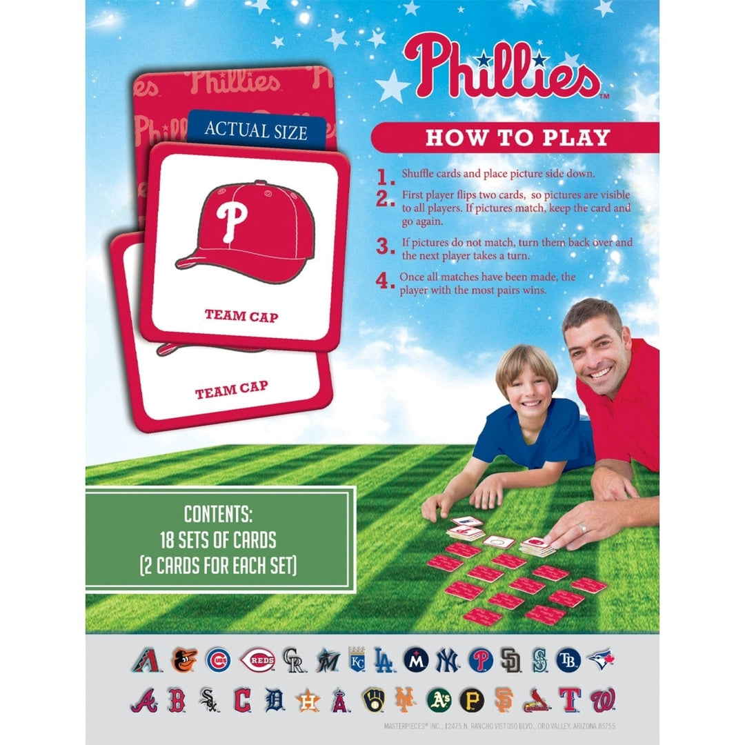 Philadelphia Phillies Matching Game MLB Memory Card Game Family Fun 18 Pairs Image 3