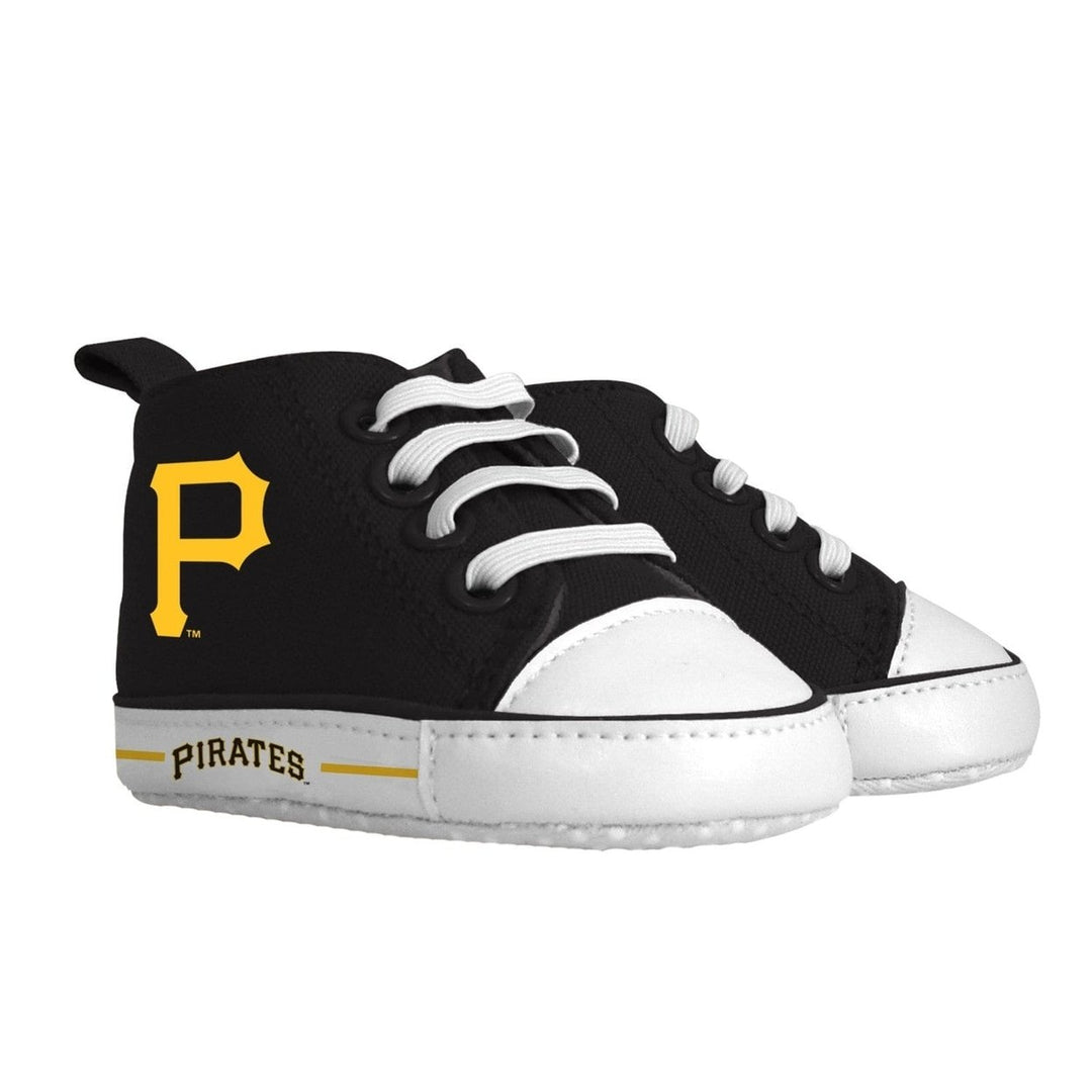 Pittsburgh Pirates Baby High Top Pre-Walkers Shoes Unisex Soft Fabric Grippers Image 1