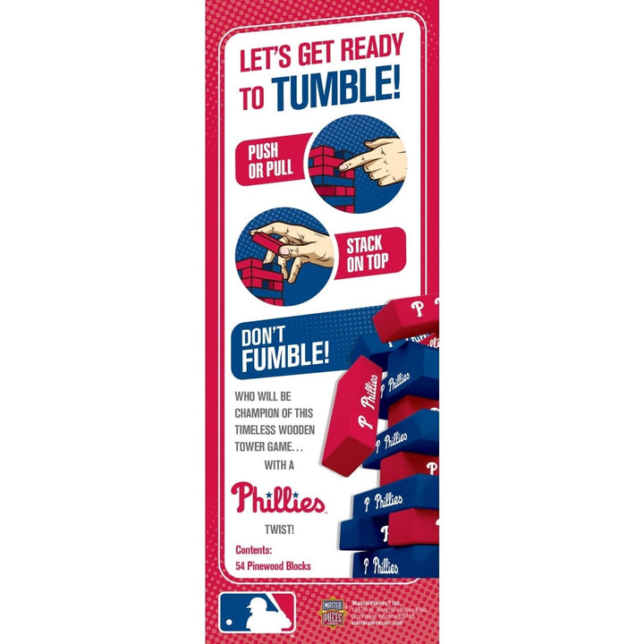 Philadelphia Phillies Tumble Tower Game Wooden Blocks 54 MLB Themed Fun Image 3