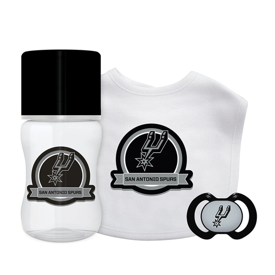 San Antonio Spurs 3-Piece Baby Gift Set Unisex BPA-Free Cotton and Silicone Image 1