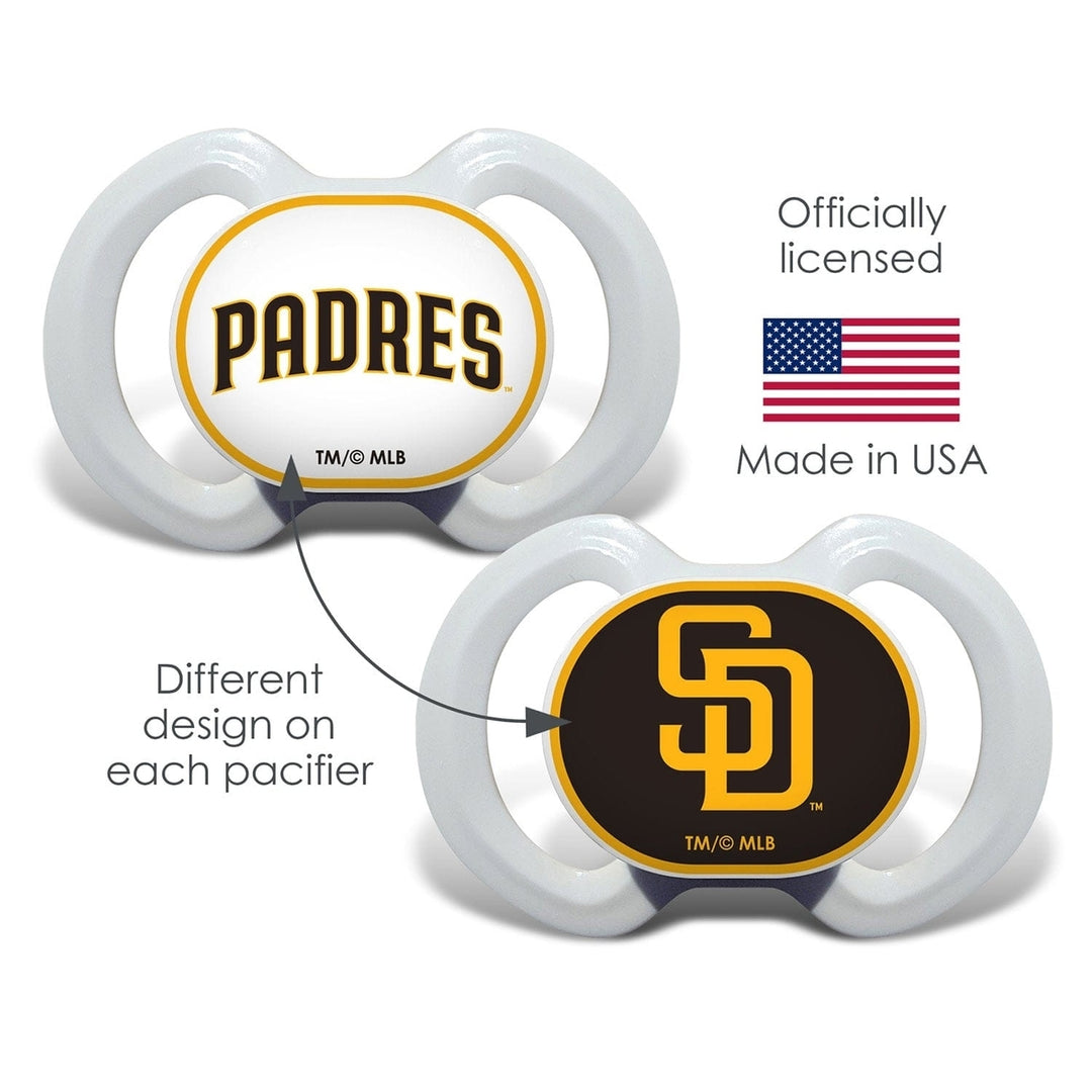 San Diego Padres Pacifier 2-Pack BPA-Free Infant Orthodontic Silicone Nipple Image 4