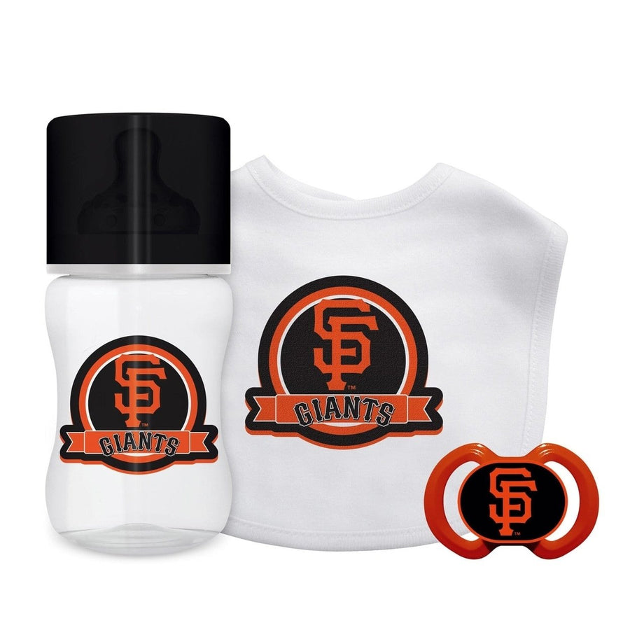 San Francisco Giants Baby Fanatic 3-Piece Gift Set BPA-Free Bib Bottle Pacifier Image 1