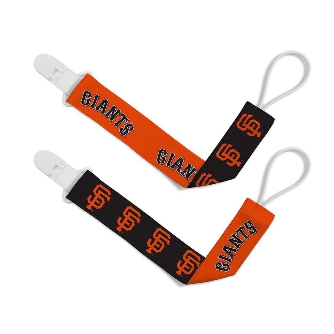 San Francisco Giants Pacifier Clip 2-Pack Officially Licensed MLB Baby Gear Image 1