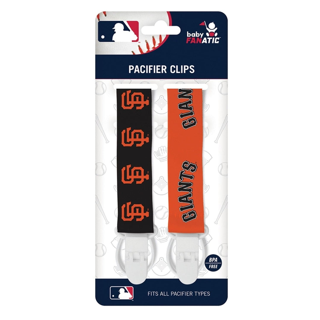 San Francisco Giants Pacifier Clip 2-Pack Officially Licensed MLB Baby Gear Image 2