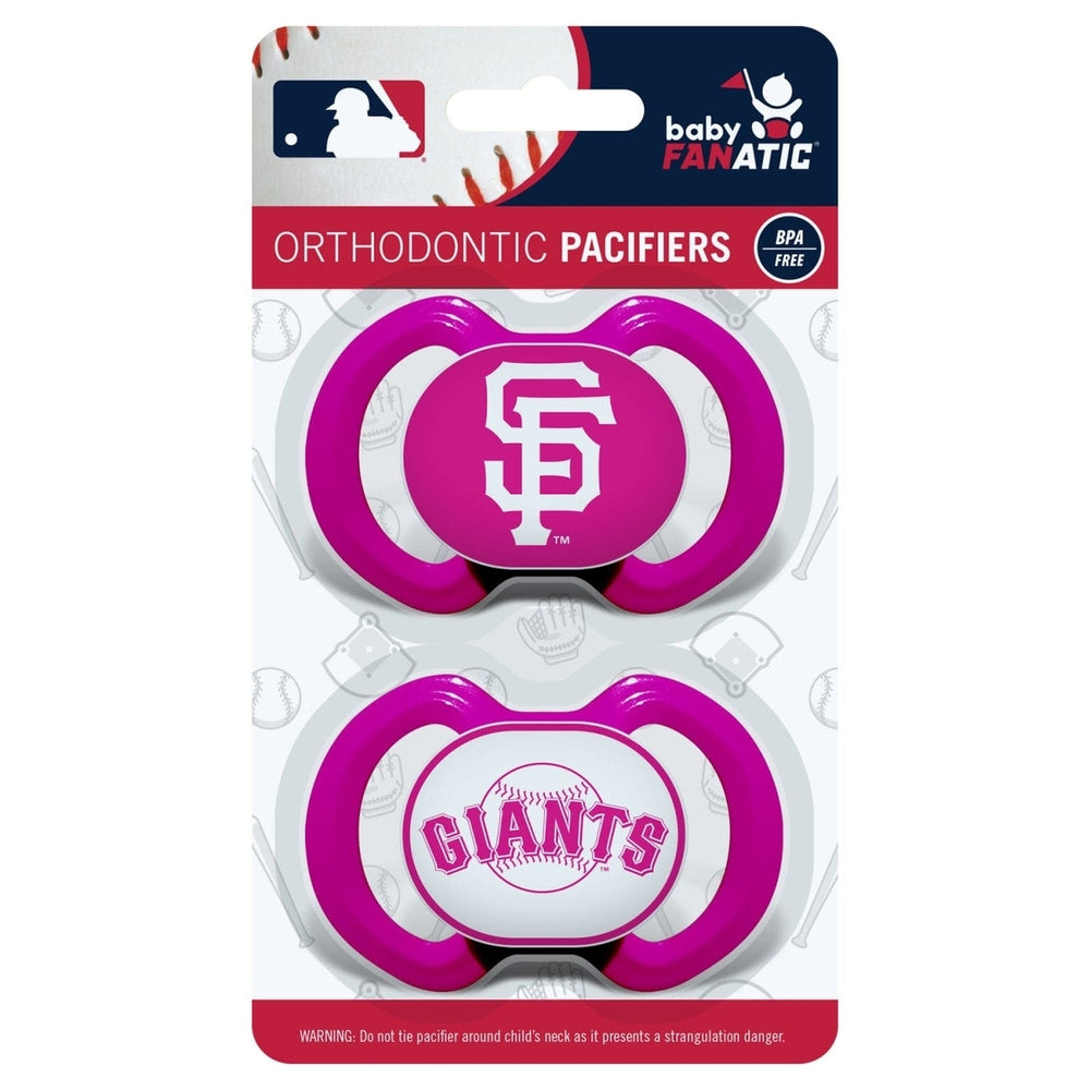 San Francisco Giants Pink Pacifier 2-Pack BPA-Free Orthodontic Silicone Image 2