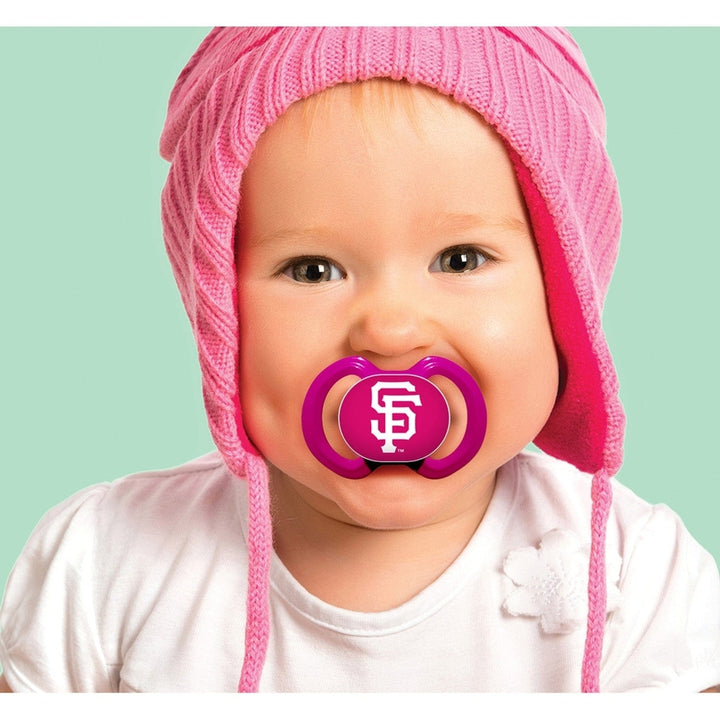 San Francisco Giants Pink Pacifier 2-Pack BPA-Free Orthodontic Silicone Image 4