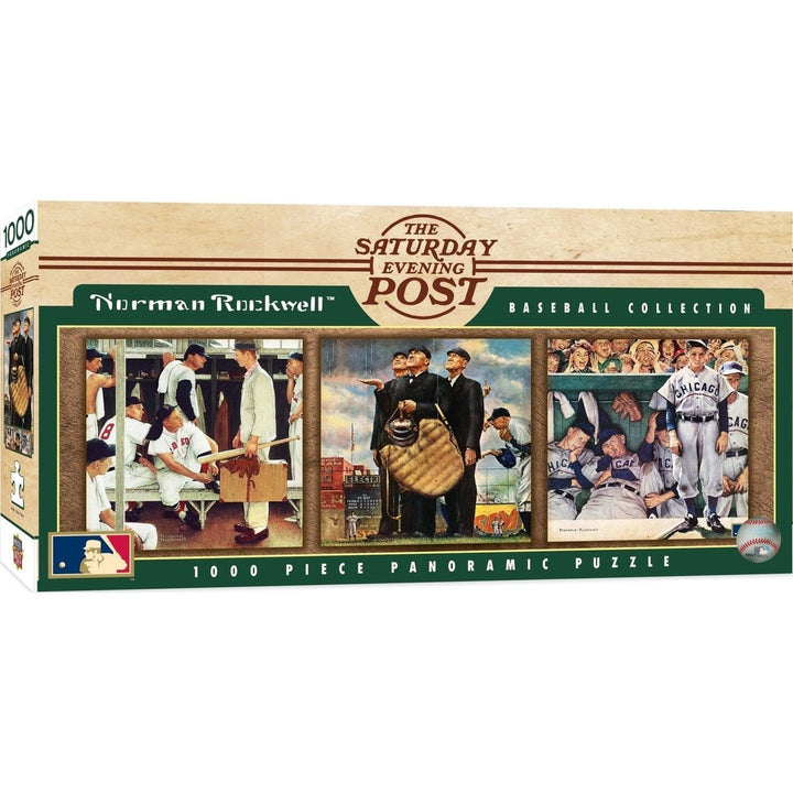 MasterPieces Saturday Evening Post Baseball Puzzle 1000 Piece Panoramic Jigsaw Image 1