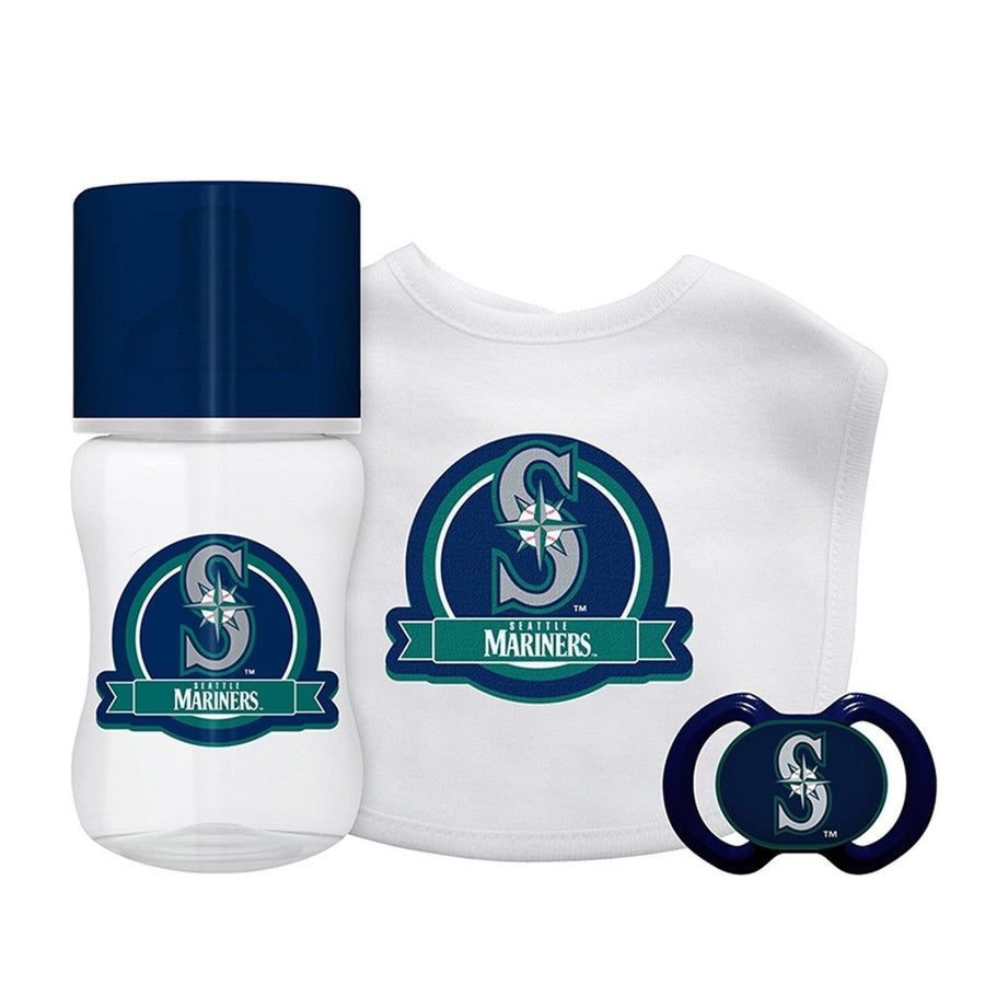 Seattle Mariners 3-Piece Baby Gift Set Unisex BPA-Free BabyFanatic Apparel Image 1