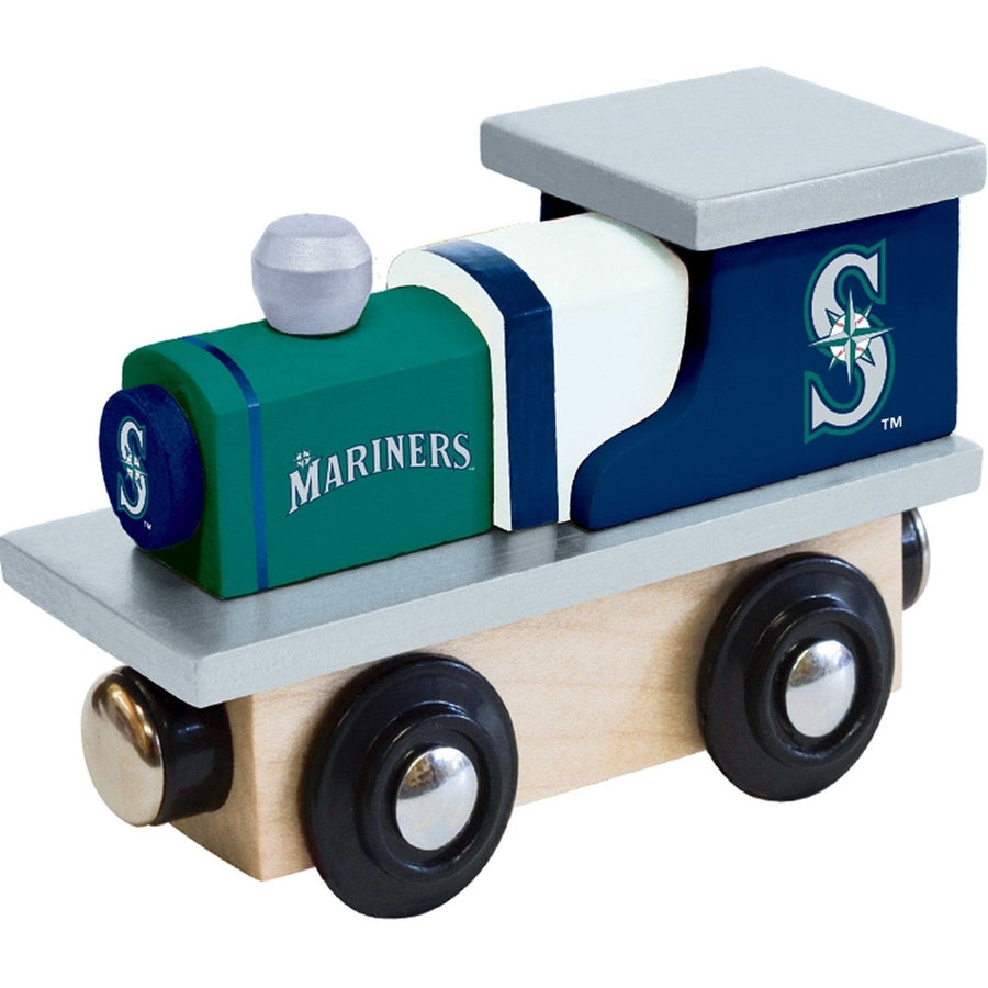 Seattle Mariners Wooden Toy Train Engine Officially Licensed MLB Kids Track Compatible Image 1