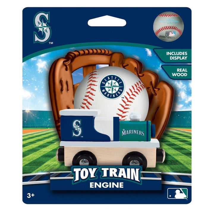 Seattle Mariners Wooden Toy Train Engine Officially Licensed MLB Kids Track Compatible Image 2