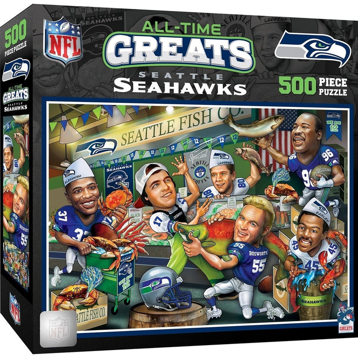 Seattle Seahawks 500 Piece Jigsaw Puzzle NFL All Time Greats Eco-Friendly Chipboard Image 1