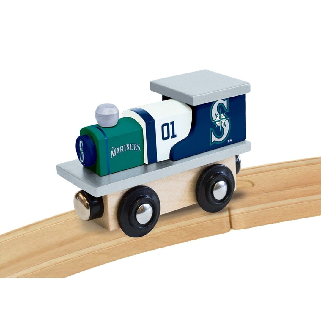 Seattle Mariners Wooden Toy Train Engine Officially Licensed MLB Kids Track Compatible Image 3