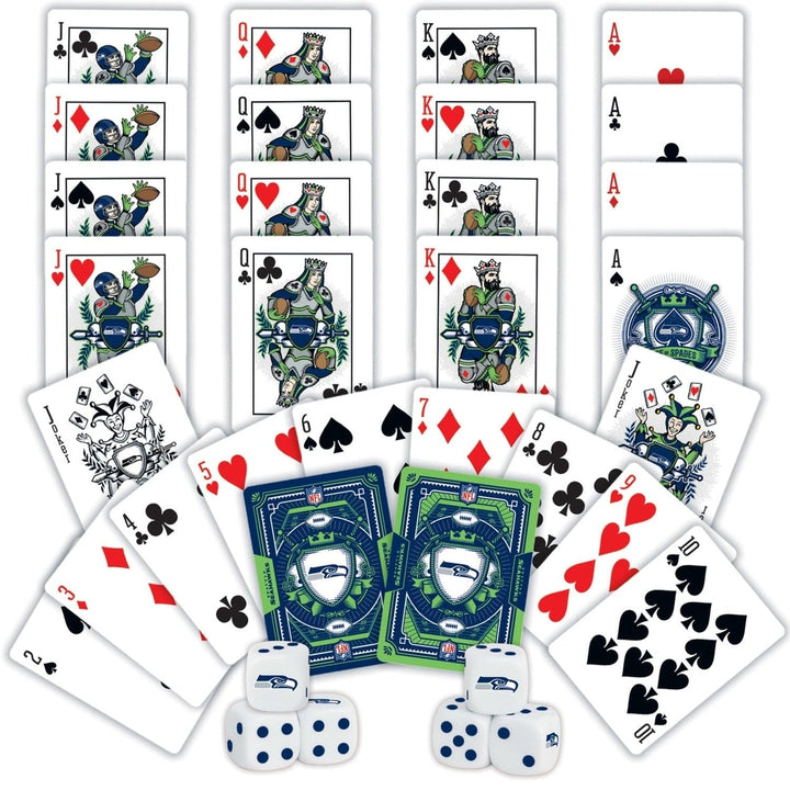 Seattle Seahawks Playing Cards and Dice Set 2 Pack NFL Casino Style Image 2