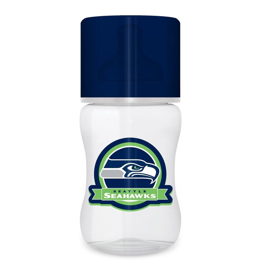 Seattle Seahawks Baby Bottle 9oz BPA-Free Infant Bottle Team Graphics Silicone Image 1