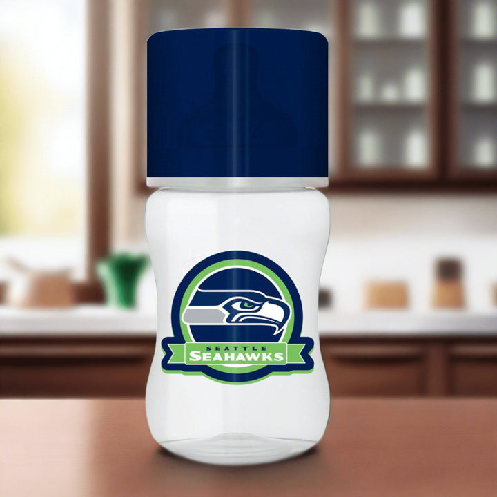 Seattle Seahawks Baby Bottle 9oz BPA-Free Infant Bottle Team Graphics Silicone Image 2