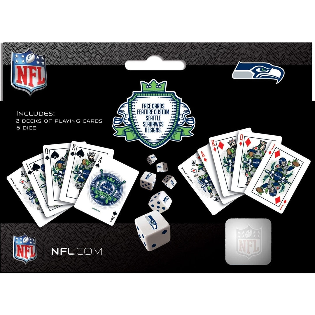 Seattle Seahawks Playing Cards and Dice Set 2 Pack NFL Casino Style Image 3