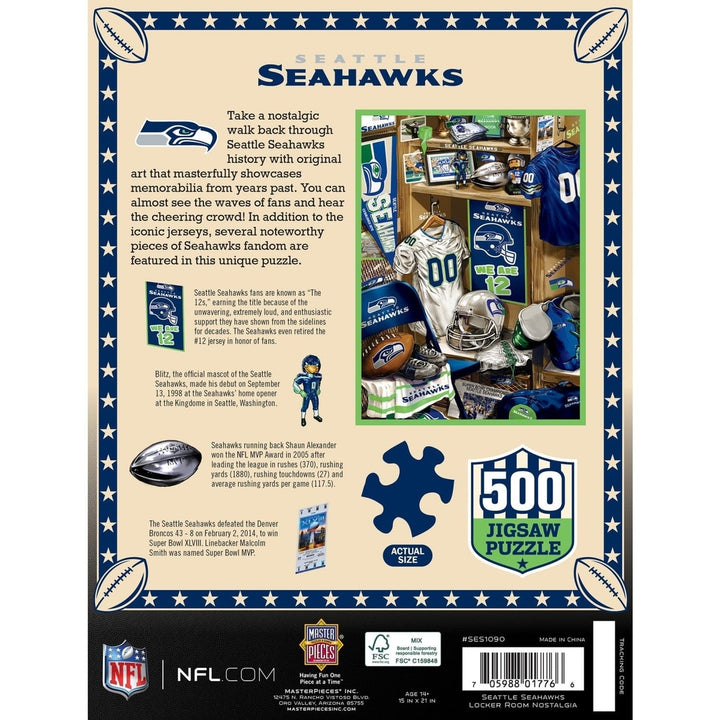 Seattle Seahawks 500 Piece Jigsaw Puzzle MasterPieces Sports Team Game Night Image 3