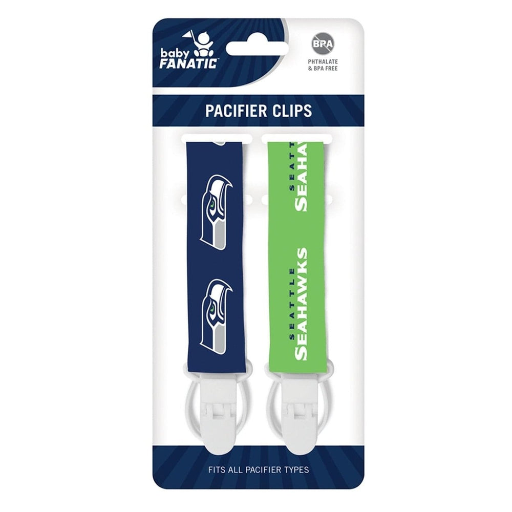 Seattle Seahawks Pacifier Clip 2-Pack NFL Team Colors High Grip Clips Image 2