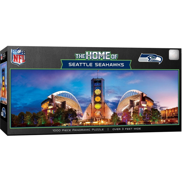 Seattle Seahawks 1000 Piece Panoramic Jigsaw Puzzle Made in USA Recycled Material Image 1