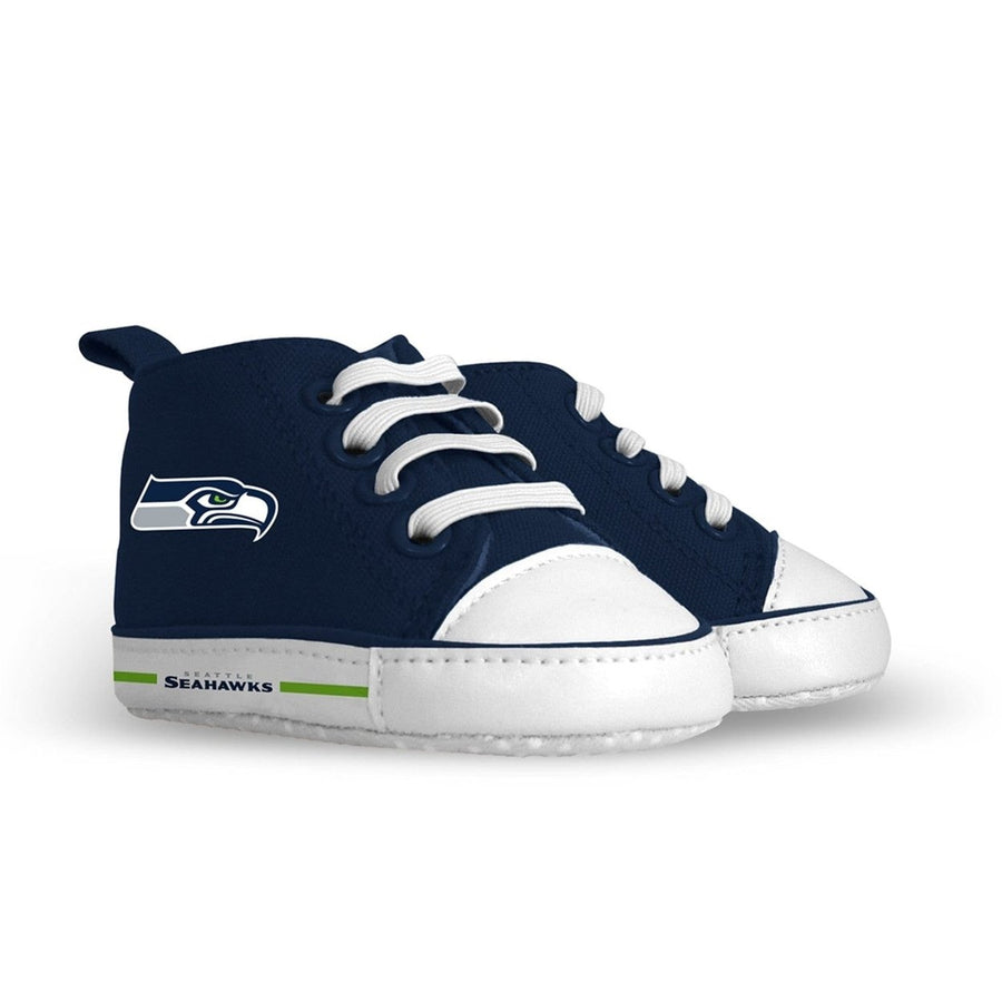 Seattle Seahawks Infant High Top Baby Shoes Unisex Soft Fabric Pre-Walkers Image 1