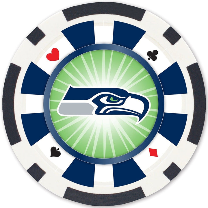 Seattle Seahawks 100 Piece Casino Style Poker Chips NFL Officially Licensed Image 3