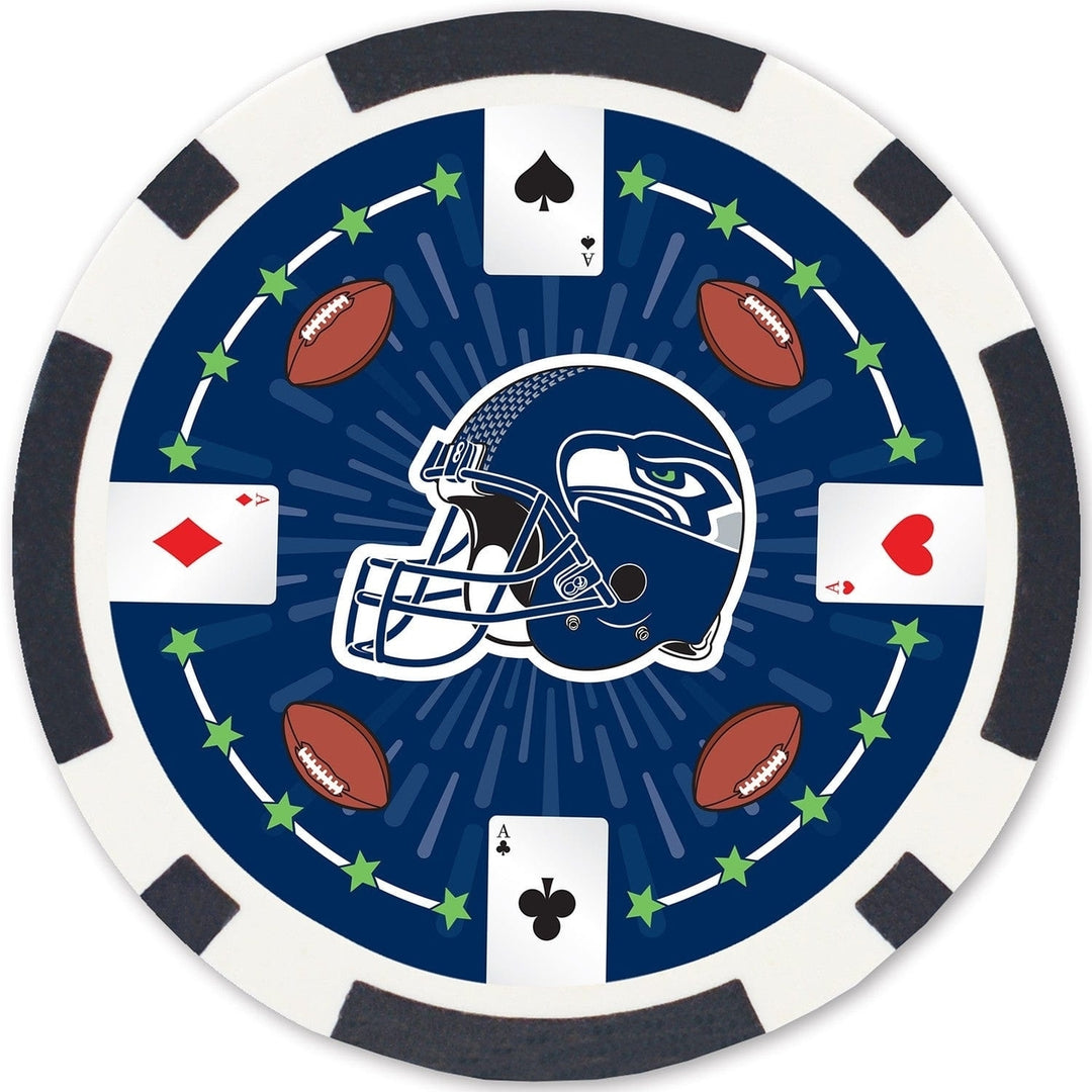 Seattle Seahawks 100 Piece Casino Style Poker Chips NFL Officially Licensed Image 4