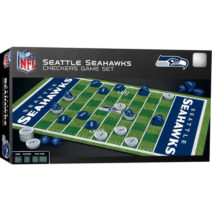 Seattle Seahawks Checkers Board Game NFL MasterPieces 24 Pieces Helmet King Image 1