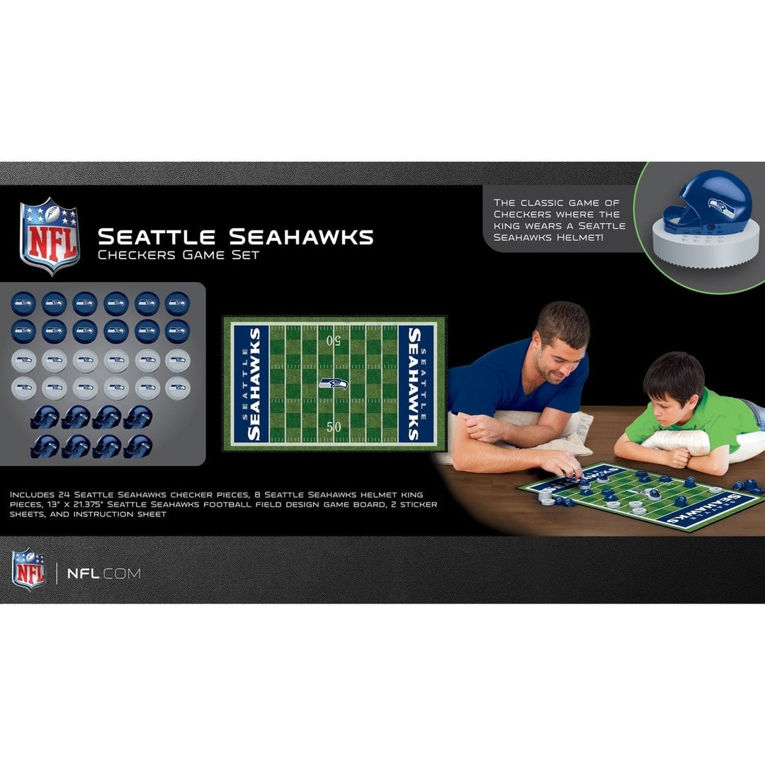 Seattle Seahawks Checkers Board Game NFL MasterPieces 24 Pieces Helmet King Image 3