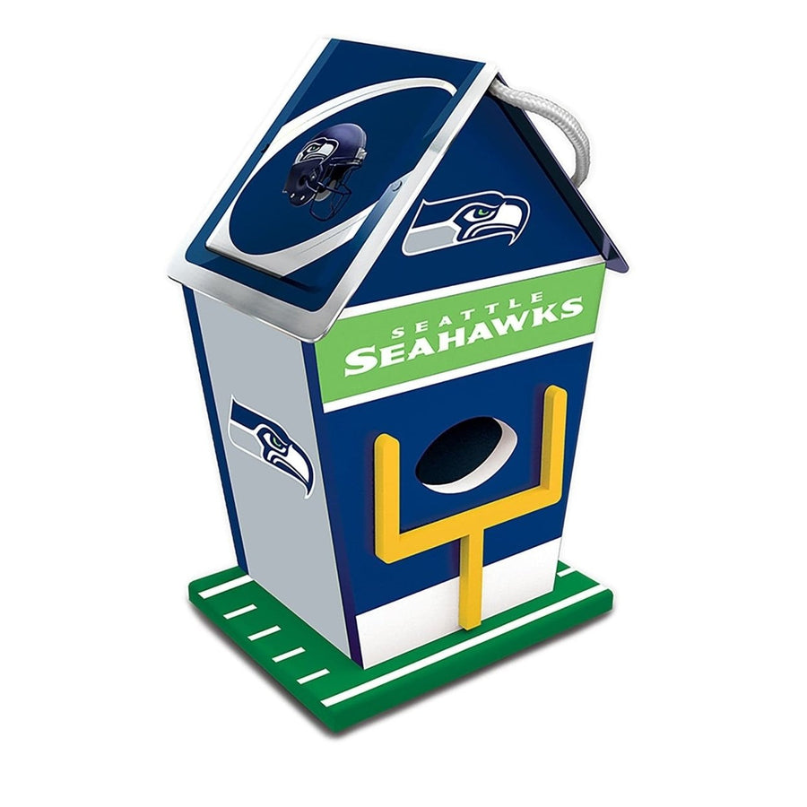 Seattle Seahawks Birdhouse Wood Waterproof with Tin Roof and Rope Hanger Image 1