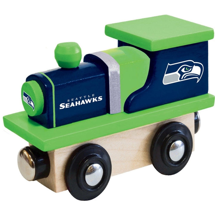 Seattle Seahawks Toy Train Engine Wooden Compatible with 1 Inch Tracks NFL Image 1